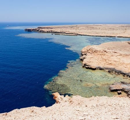 The stunning coastline of Ras Mohammed with its crystal-clear turquoise waters.