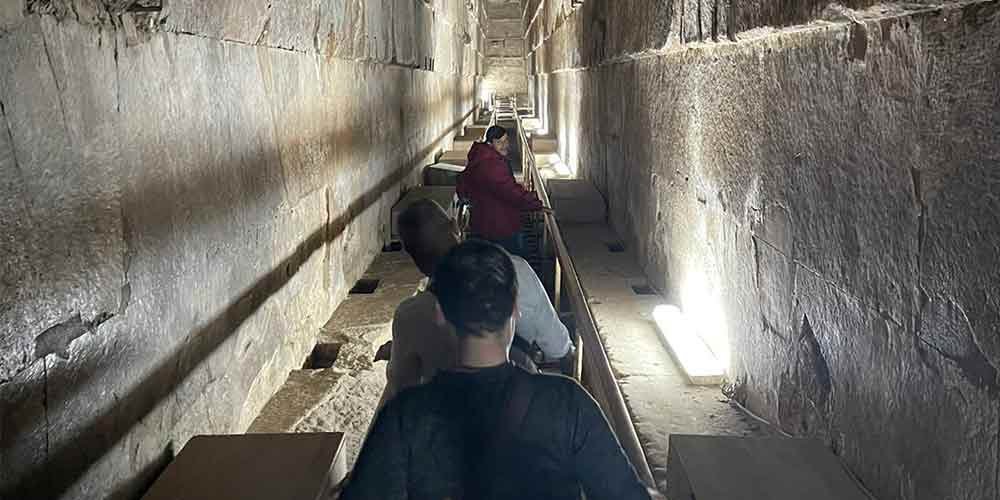 inside the Great Pyramid before enjoying Egyptian Museum Tour