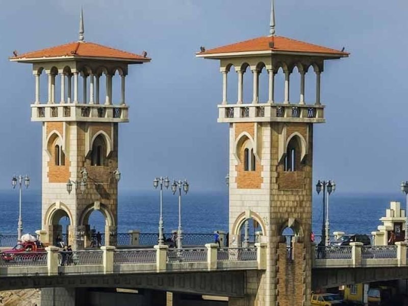 Stanley Bridge stretching over the Mediterranean Sea in Alexandria