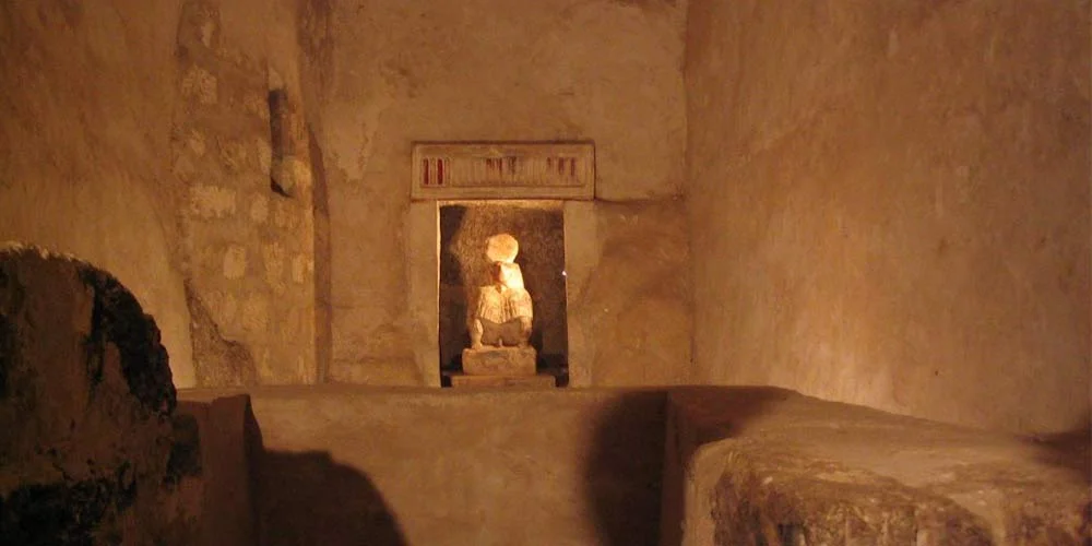 Ancient statue located inside Tuna El-Gebel archaeological site