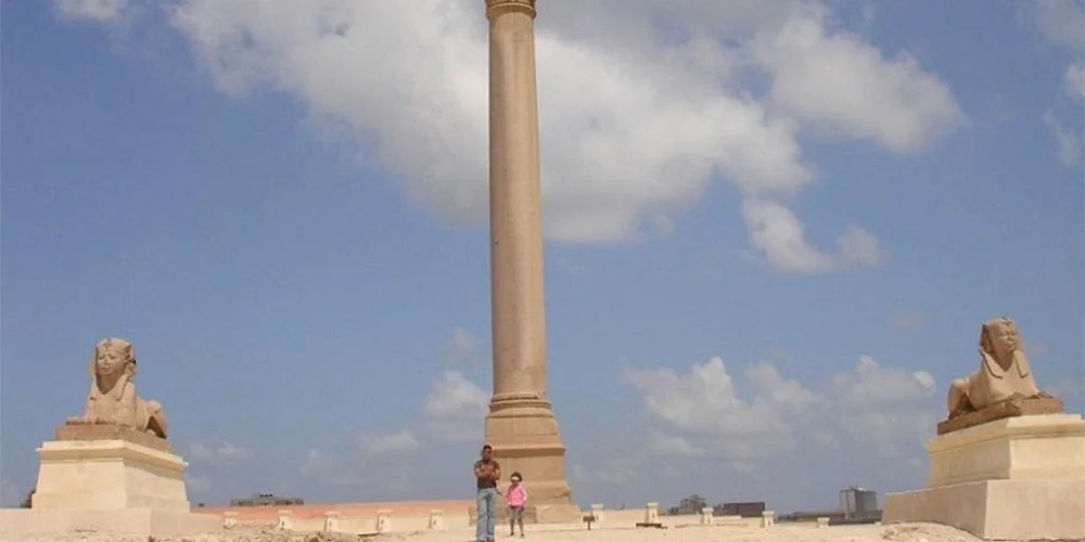 Ancient Roman column known as Pompey’s Pillar in Alexandria