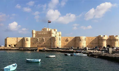 Qaitbay Citadel is the oldest fortress in Alexandria. This stunning photo captures its timeless beauty and strategic location overlooking the sea