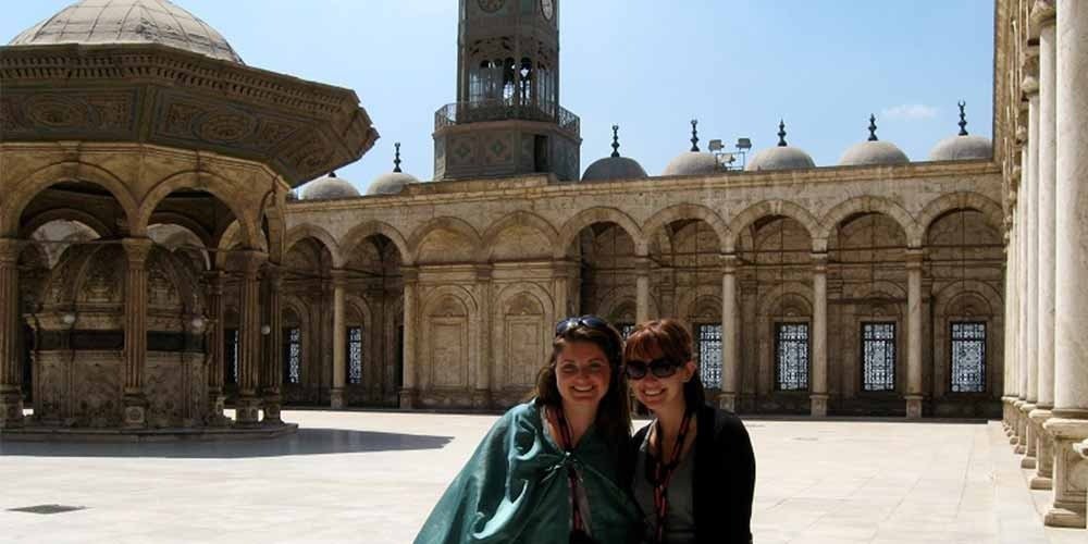 Visitors exploring the historic Mohamed Ali Mosque, one of Cairo’s most iconic landmarks