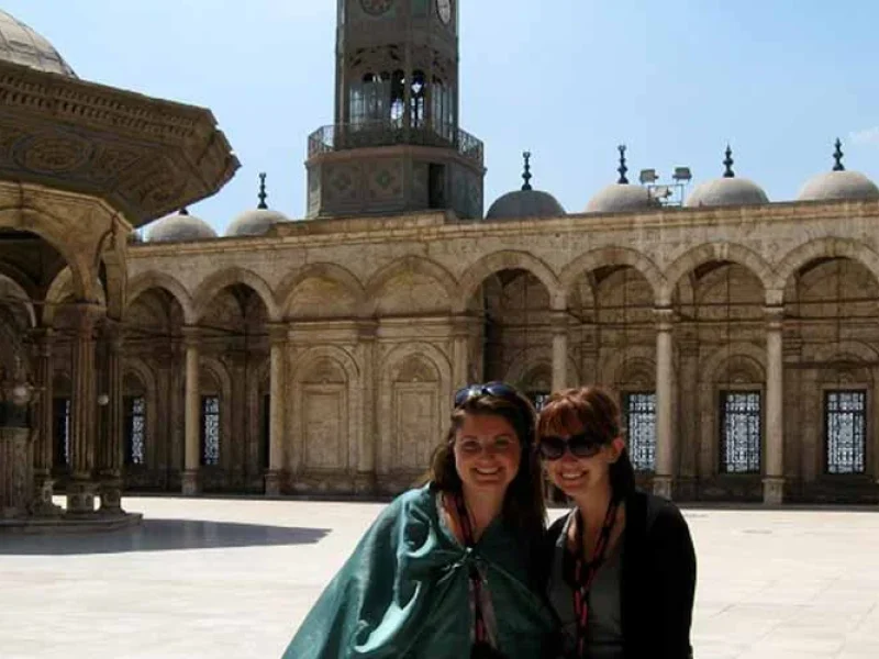 Visitors exploring the historic Mohamed Ali Mosque, one of Cairo’s most iconic landmarks