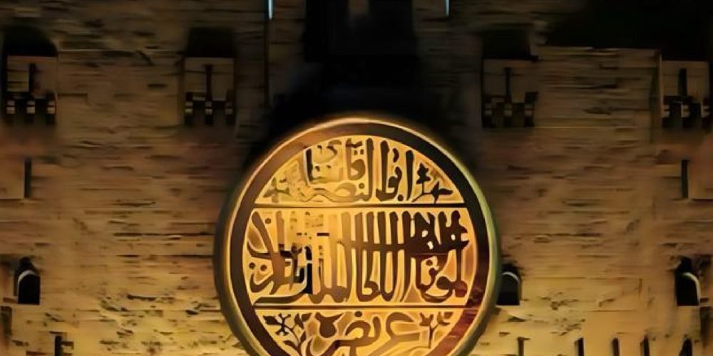 Cidadela de Qaitbay iluminada à noite durante o novo show de som e luz em Alexandria.