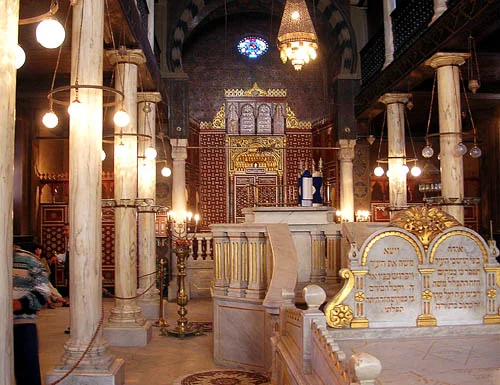 Interior view of Ibn Ezra Synagogue, showcasing its historic architecture and ornate details