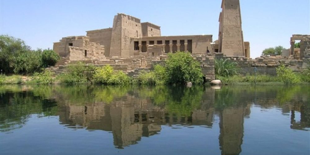 An amazing and wonderful view of Philae Temple overlooking the Nile River in Aswan