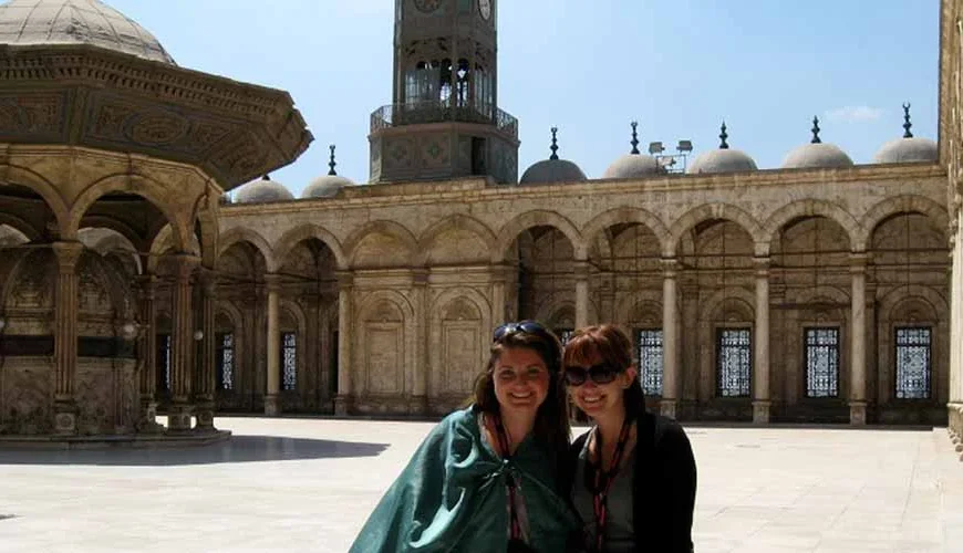 Visitors exploring the historic Mohamed Ali Mosque, one of Cairo’s most iconic landmarks