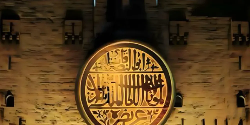 La fachada de la Ciudadela de Qaitbay iluminada durante el espectáculo de Luz y Sonido.