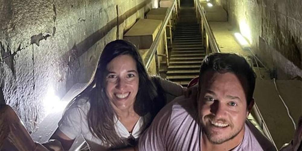 Couples in the Grand Gallery inside the Great Pyramid of Giza